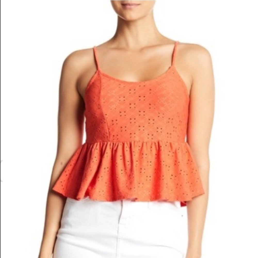 Hiatus Orange Eyelet Pelum tank top L